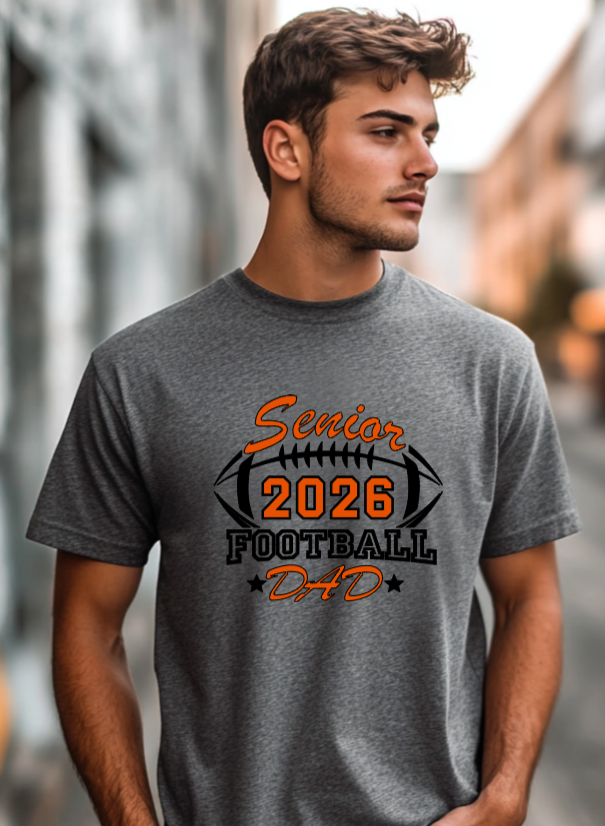 Senior Football Dad Gray-Black Shirt Ball