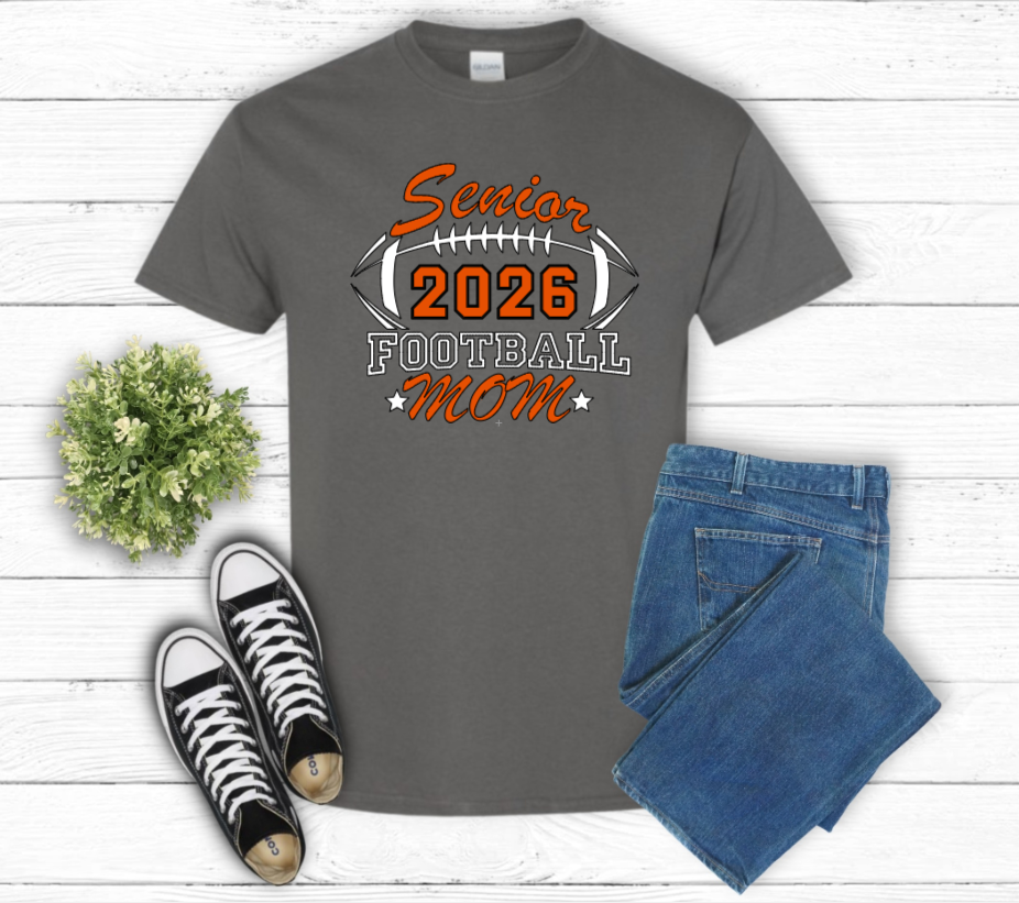 Senior Football Mom Gray-White Shirt Ball