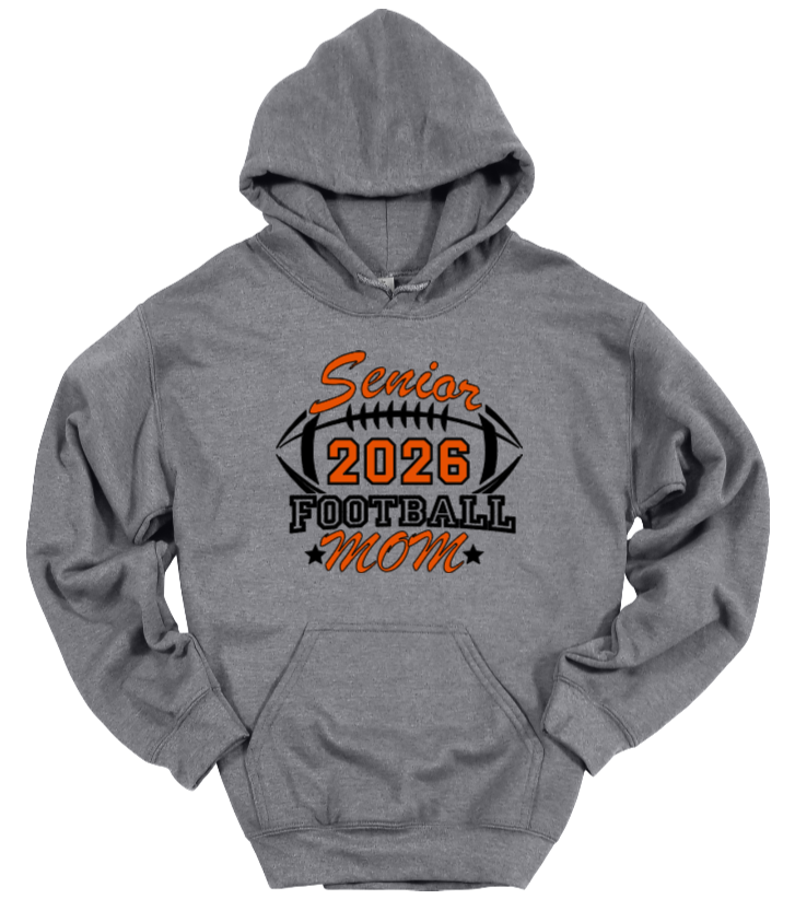 Senior Football Mom Gray-Black Hoodie Ball