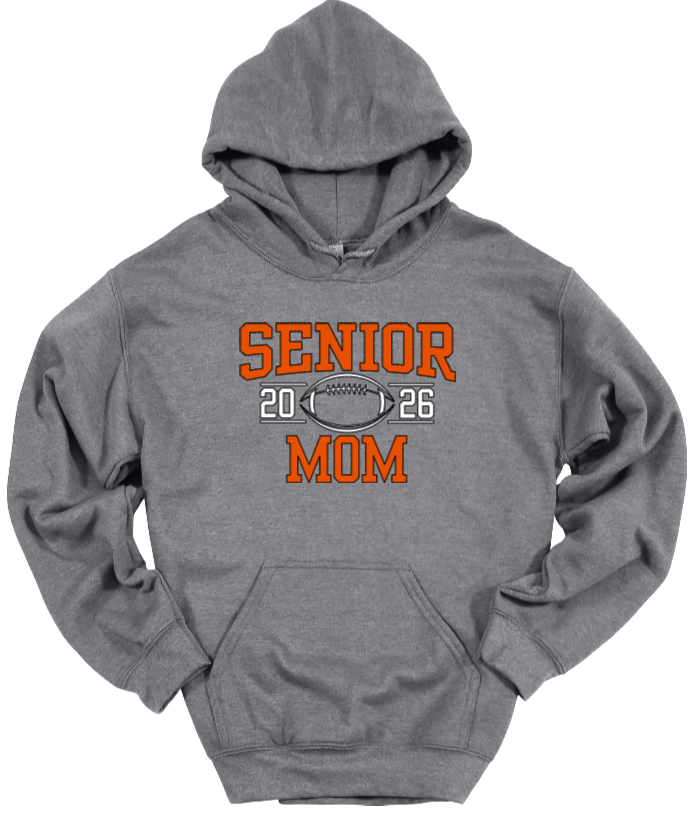 Senior Football Mom Gray-White Hoodie