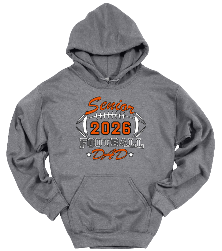 Senior Football Dad Gray-White Hoodie Ball