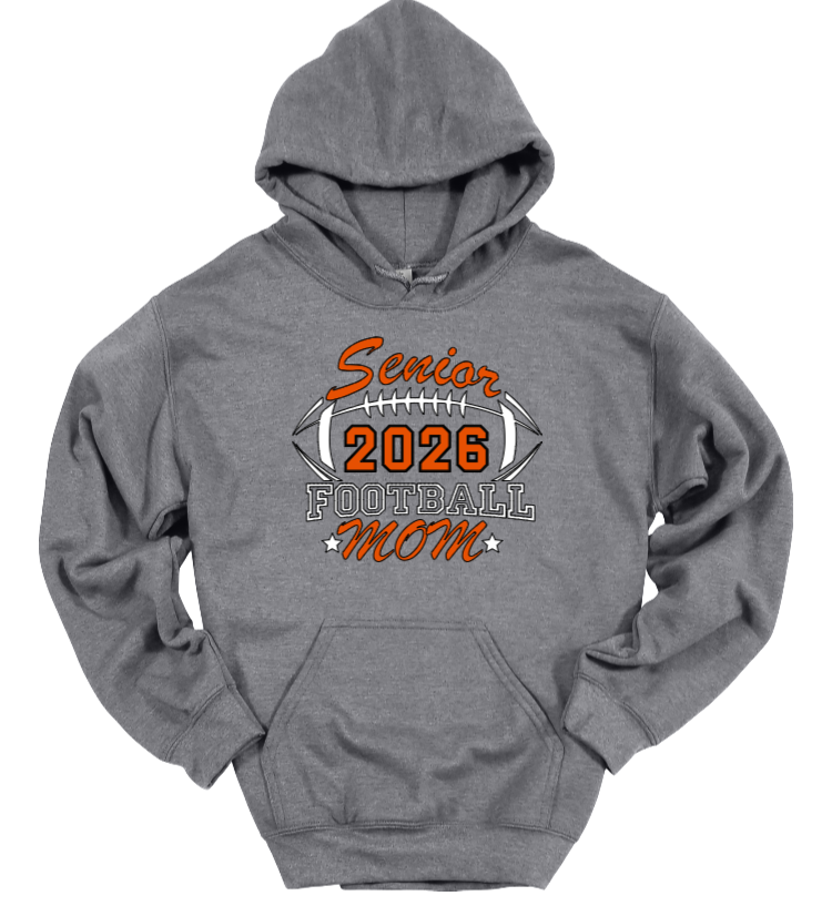 Senior Football Mom Gray-White Hoodie Ball