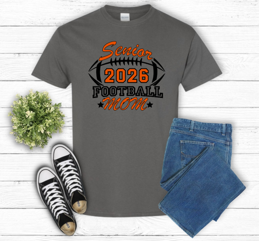 Senior Football Mom Gray-Black Shirt Ball