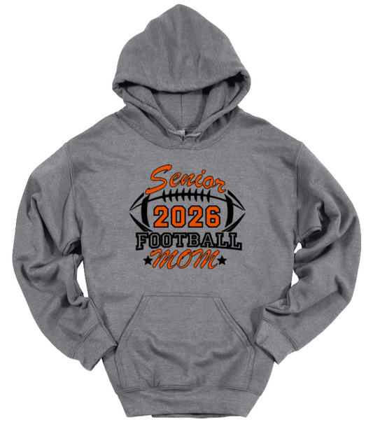 Senior Football Mom Gray-Black Hoodie Ball