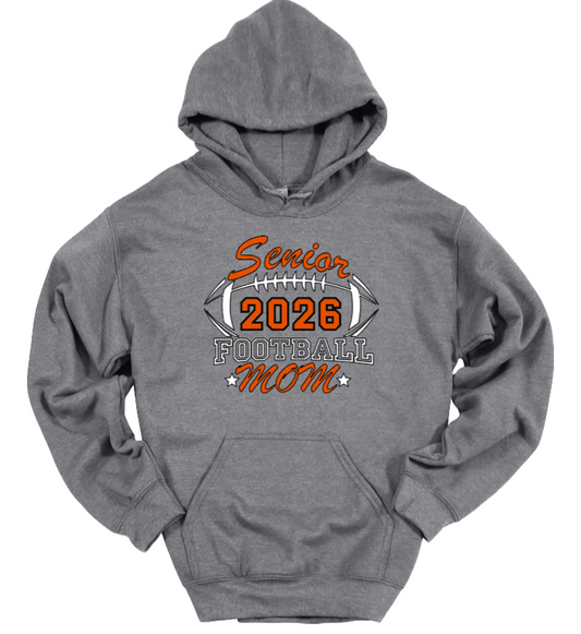 Senior Football Mom Gray-White Hoodie Ball